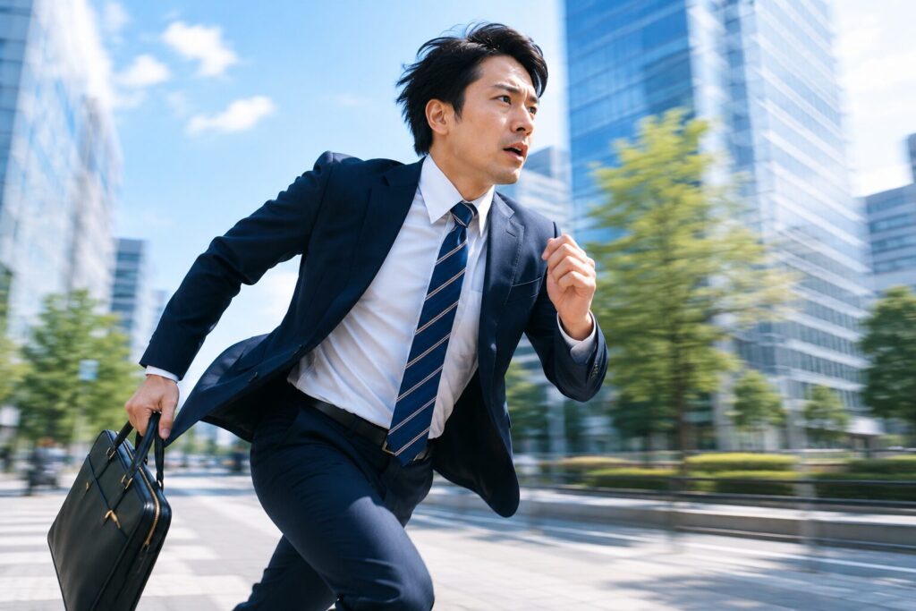 急いで走るサラリーマン