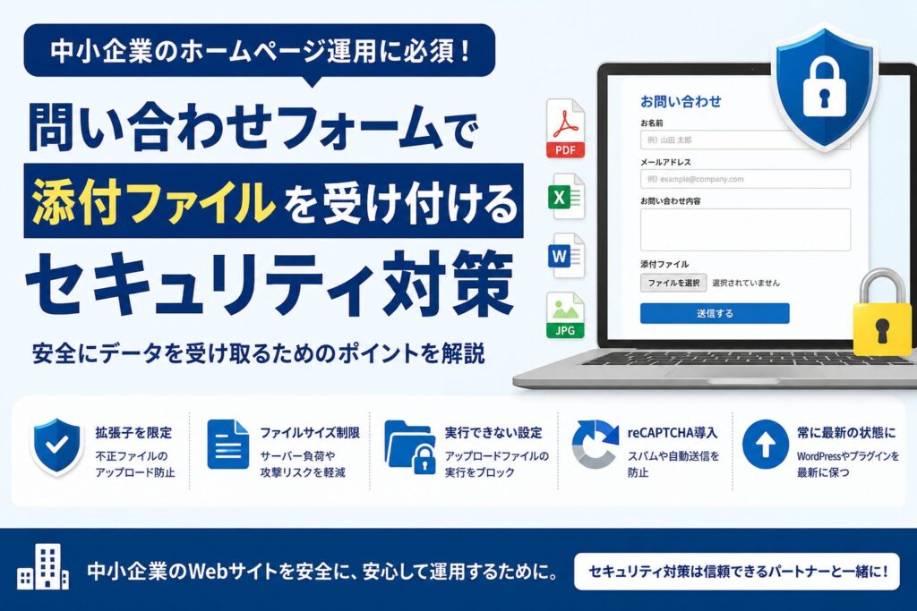 問い合わせフォームで添付ファイルを受け付ける際のセキュリティ対策｜中小企業が知るべきポイント
