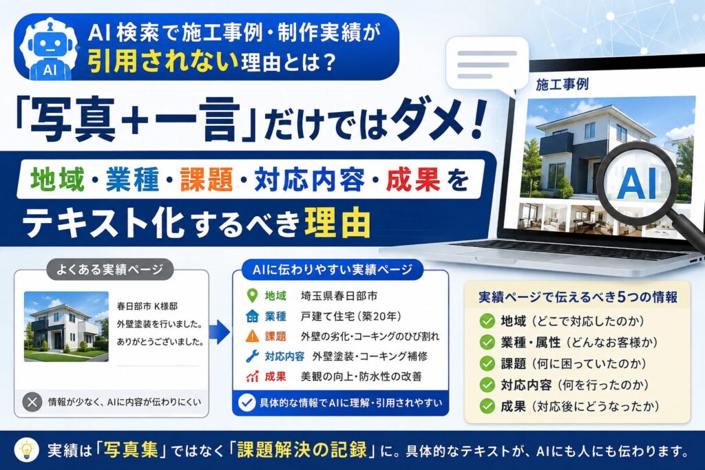 AI検索で施工事例が引用されない原因｜実績ページの改善方法