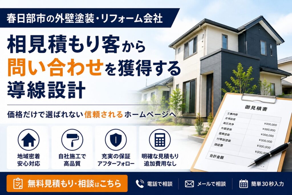 春日部市の外壁塗装・リフォーム会社が相見積もり客から問い合わせを獲得するホームページ導線設計