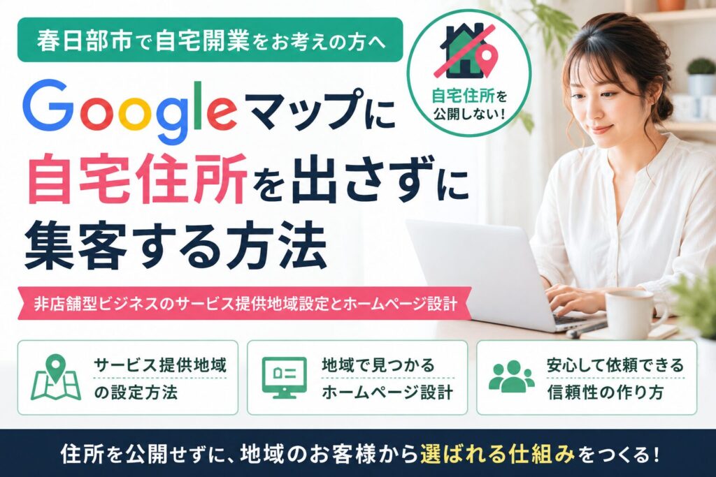 春日部市で自宅開業 Googleマップに自宅住所を出さず集客する方法｜非店舗型ビジネスのホームページ設計