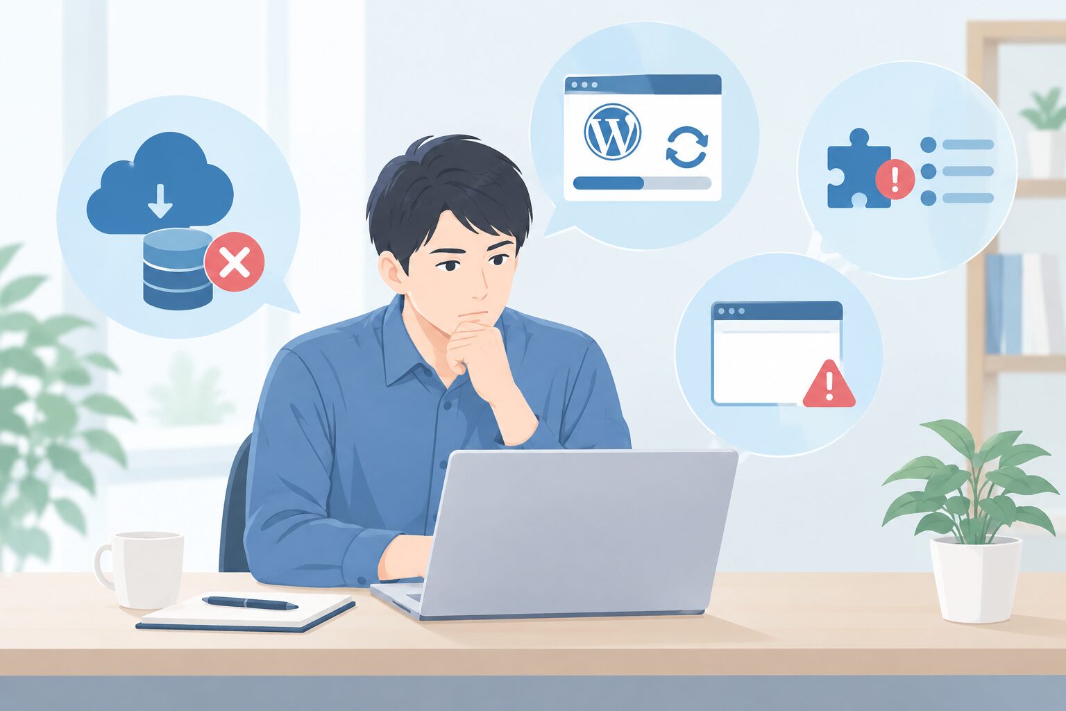 よくある失敗と、更新を任せる判断基準のイメージ