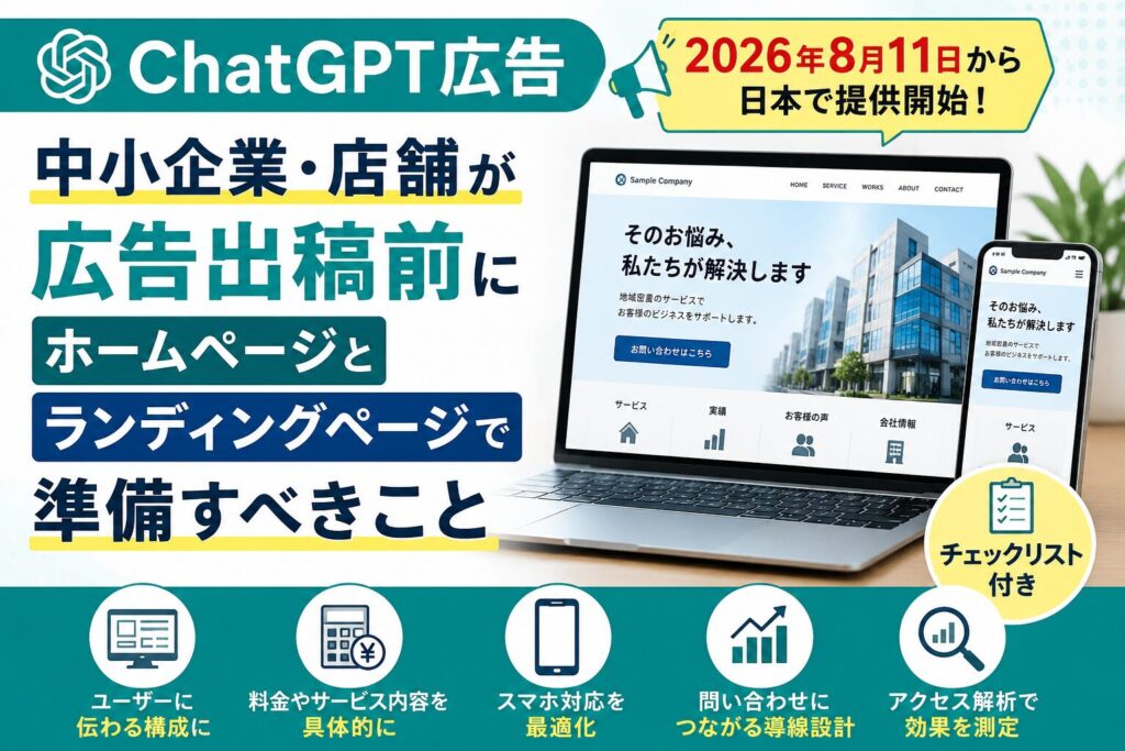 ChatGPT広告が日本開始｜中小企業が出稿前に準備すべきホームページ・LP対策
