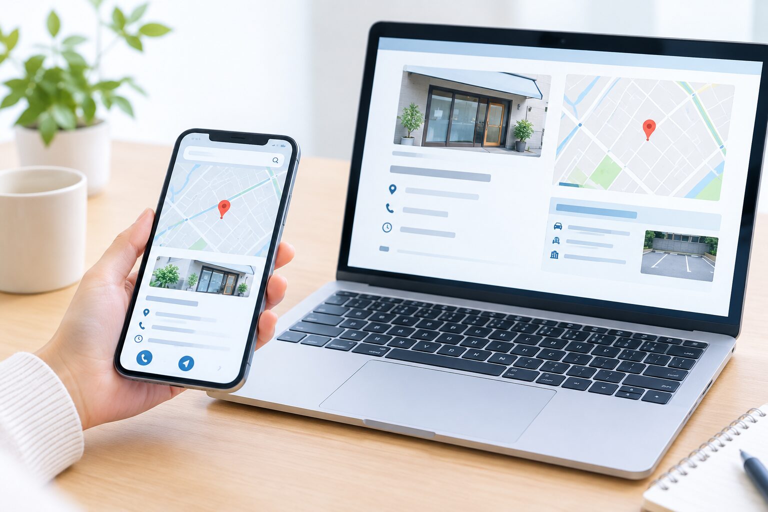 連携方法3:ホームページに地図と来店案内を掲載するのイメージ