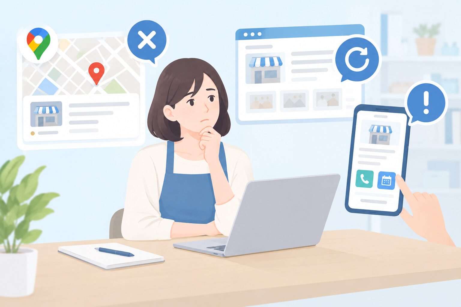 小規模店舗でよくあるGoogleマップ連携の失敗のイメージ