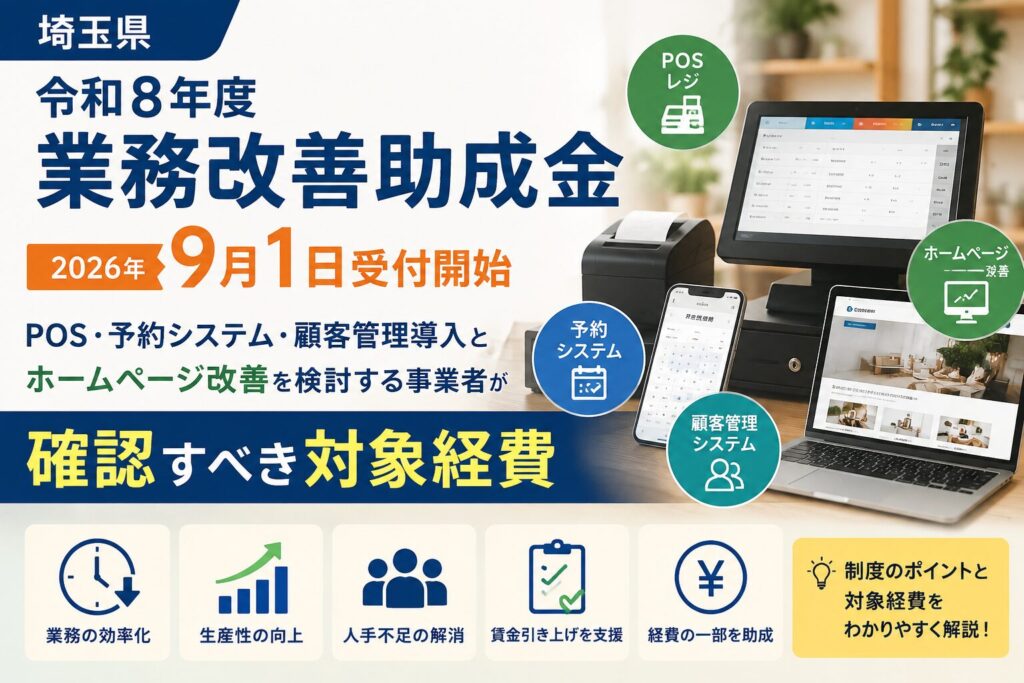 埼玉県「業務改善助成金」2026｜POS・予約システムは対象？