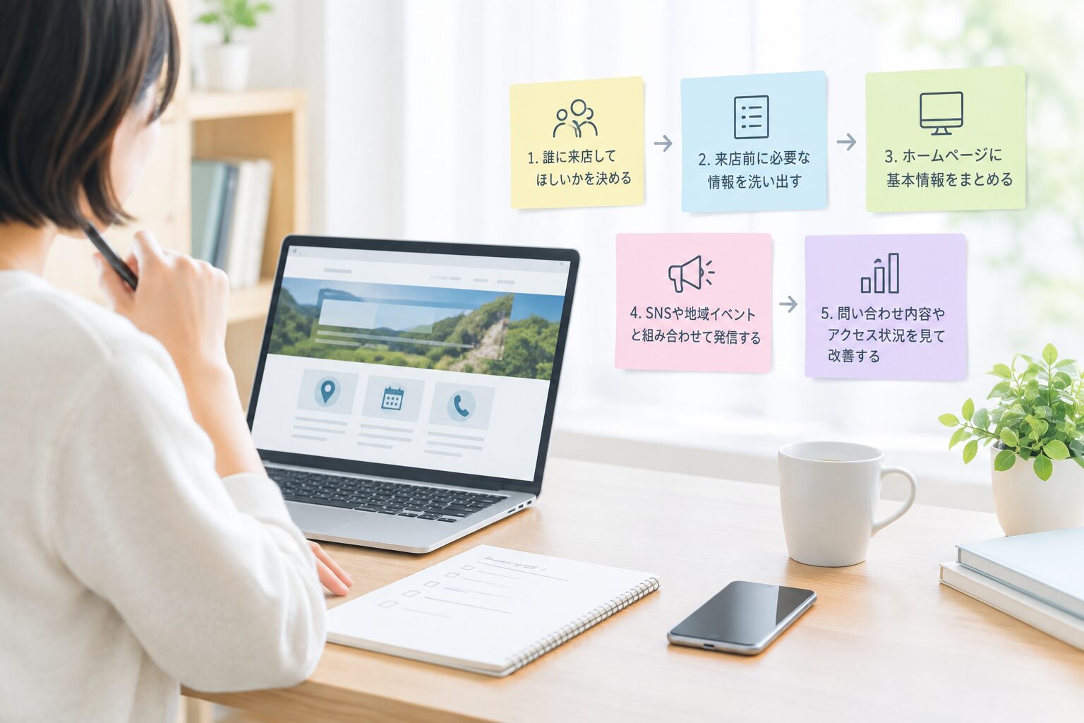 小さな店舗でも始めやすいWeb販促の進め方のイメージ