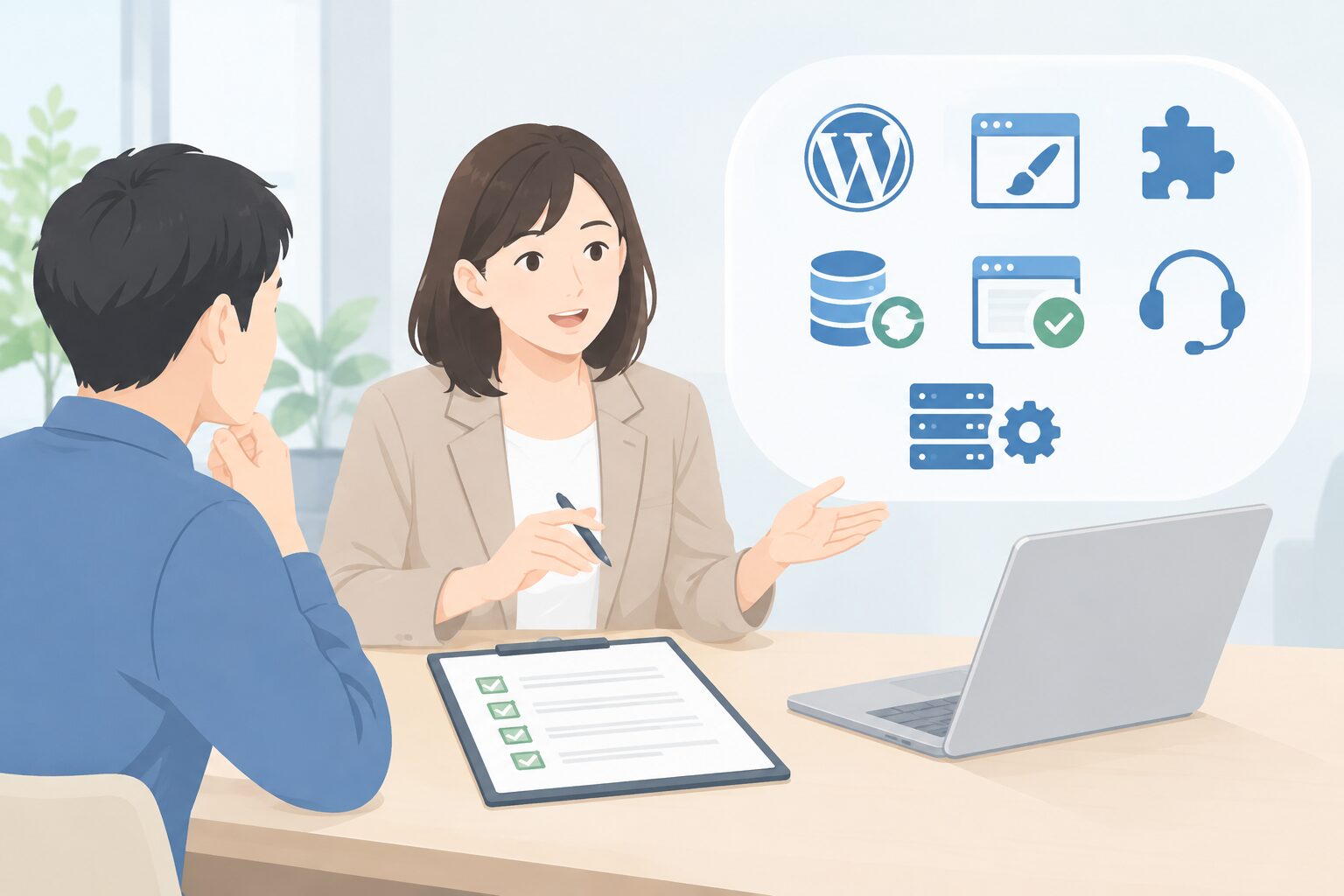 WordPress保守を依頼するときの確認ポイントのイメージ