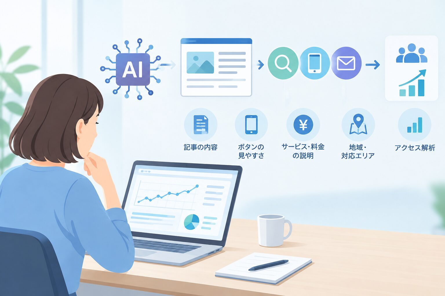AIのコスト改善はWeb集客の導線とセットで考えるのイメージ